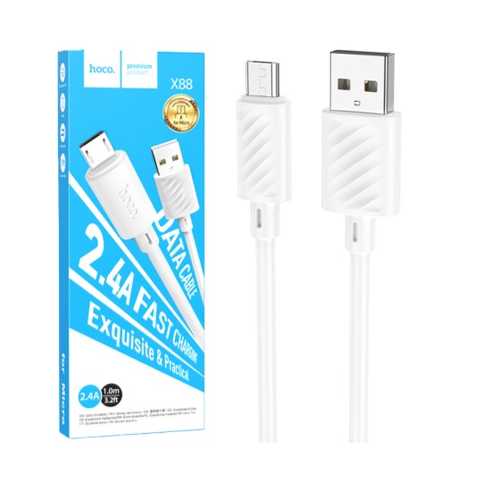 Hoco Micro Cable X88 Gratified 2.4A 1m White